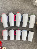 RTS USA_💚🎃20oz Leak Proof Straw Lids Glow in Dark White Blank Sublimation Kids Handle Tumblers 25pcs _USPNY