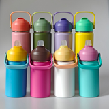 12oz Powder Coat Leak Proof Flip Straw Lids Kids Water Bottles 25pcs For Laser Engraving_CNPNY