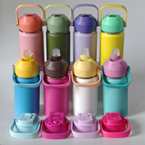 12oz Powder Coat Leak Proof Flip Straw Lids Kids Water Bottles 25pcs For Laser Engraving_CNPNY
