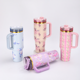 🌸🌸14oz/40oz Love Shack Fancy Collab🎀🎀 Mirror Gold Underneath Blank Quencher Tumblers_CNPNY