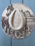 Western Cowboy Faux Suede Fabric Blank Hat Unisex Rolled up Caps 30pcs For Laser Engraving_CNPNY