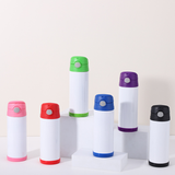 12oz White Blank Sublimation Kids Tumbler Water Bottles with Flip Straw Lids 25pcs_CNPNY