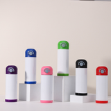 12oz White Blank Sublimation Kids Tumbler Water Bottles with Flip Straw Lids 25pcs_CNPNY