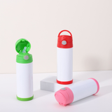 12oz White Blank Sublimation Kids Tumbler Water Bottles with Flip Straw Lids 25pcs_CNPNY