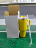 Clearance Sale_💛💛40oz Yellow Color Powder Coat Quencher Tumblers 20pcs for Laser Engraving_CNPNY