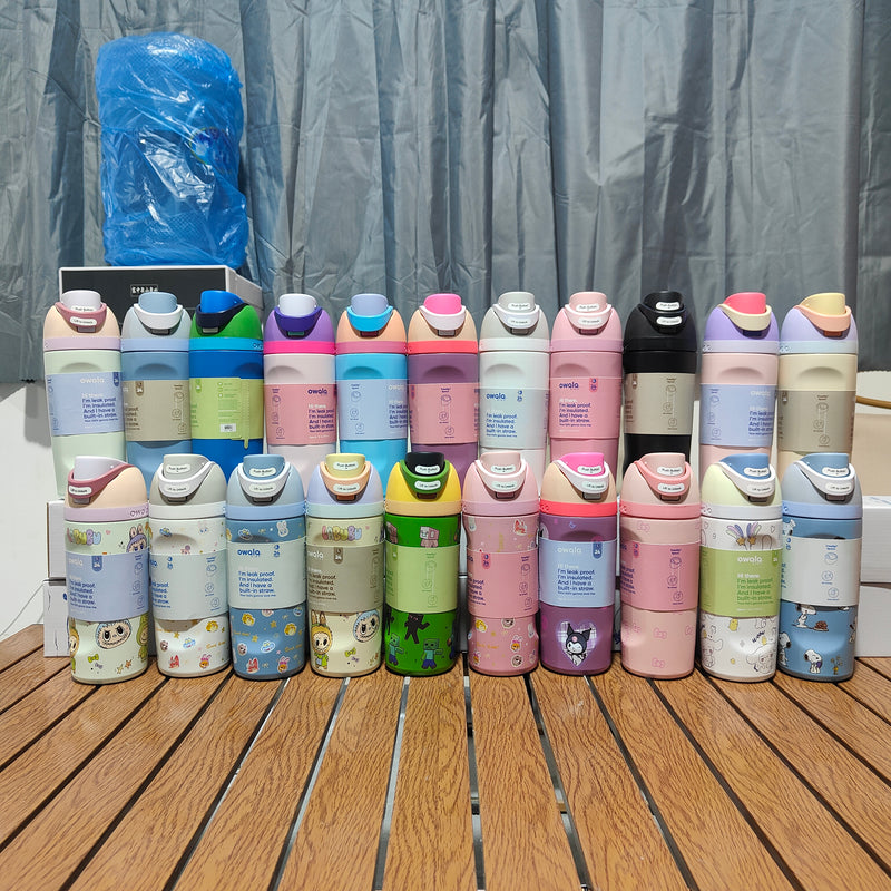16oz Kids' FreeSip Owala Logo Water Bottles Solid Colors Printed Design 25pcs _CNPNY