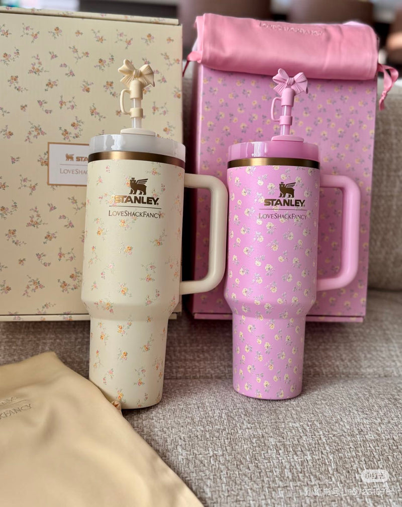 🌸New Colors 40oz Love Fancy Collection Stanley  Quencher Tumblers 20pcs_CNPNY