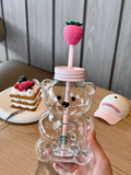 🐻🍓24pcs New Starbucks Bearista Bear Cup Tumblers Strawberry Topper Baseball cap_CNPNY
