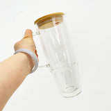 Pre-drilled Hole 32oz/40oz Snow Globe Glass Mugs With Handle 12pcs_CNPNY