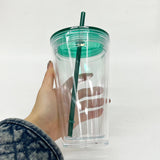 RTS USA_16oz Pre-drilled Double Wall Plastic Snow Globe Acrylic Tumbler 25pcs _USPNY