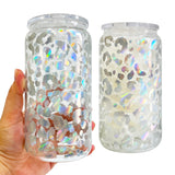 RTS USA_16oz Holographic Leopard Glass cans tumblers with BPA free PP lids_USPNY