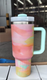 40oz Warm Serene Brushstrokes Tie Dye H2.0 Quencher Tumbler For Laser Engraving_CNPNY