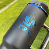 RTS USA_40oz💎Blue Underneath Powder Coat Quencher Tumblers with Boots_USPNY