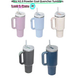 Clearance Sale_40oz H2.0 Black Powder Coat Stanley style Quencher Tumblers 20pcs for Laser Engrabing_USPNY