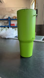 Presale USA_💚💚40oz Bright Lime Green Black Mirror Underneath Powder Coat Quencher Tumblers 20pcs For Laser Engraving_USPNY