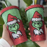 17oz Grinch Rhinestone bling tumblers Colored Bling Tumbler 500ml_CNPNY