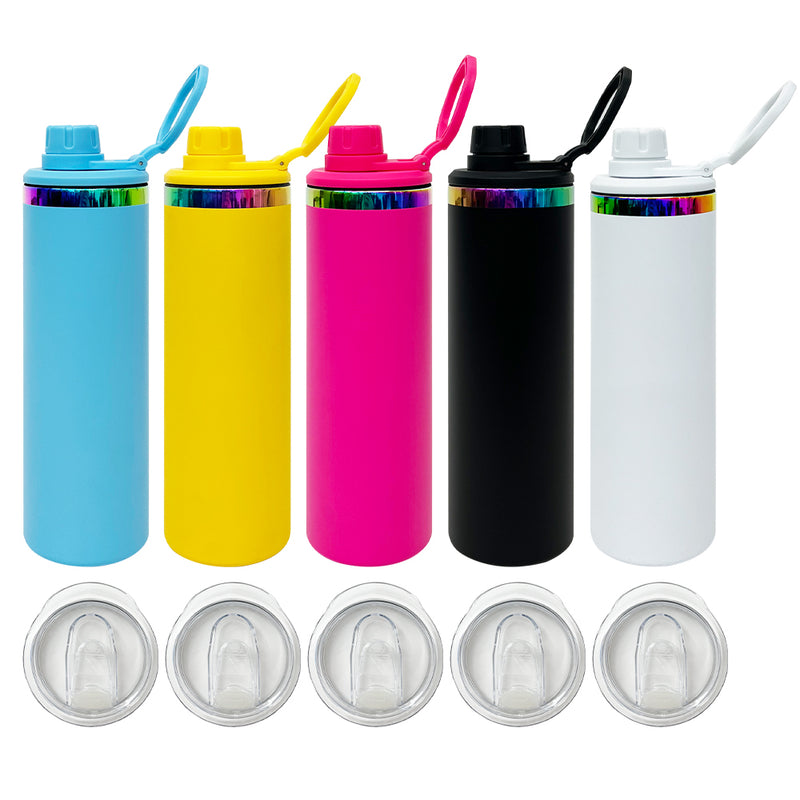 20oz Sports Lid Rainbow Underneath Powder Coat Straight Sports Water Bottles With 2 Lids 25pcs For Laser Engraving_CNPNY