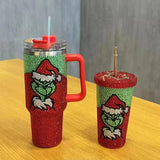 40oz Grinch Rhinestone bling tumblers Colored Bling Tumbler_CNPNY