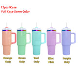 RTS USA_12pcs 🌈40oz Solid Colors Rainbow Quencher Tumblers Powder Coat Travel Mugs for Laser Engraving_USPNY
