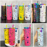 Arrived USA_20oz Rainbow Straight Tumblers Christmas Tumblers With Laser Engraved Disney Design_USPNY