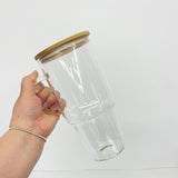 32oz/40oz Clear_Frosted Glass Tumbler With  Plastic_Bamboo Lids _CNPNY