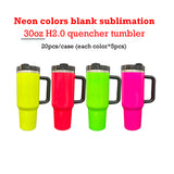 🔥30oz 40oz Neon Colors Blank Sublimation silver underneath Quencher Tumbler_CNPNY