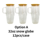 Pre-drilled Hole 32oz/40oz Snow Globe Glass Mugs With Handle 12pcs_CNPNY