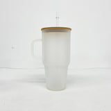 32oz/40oz Clear_Frosted Glass Tumbler With  Plastic_Bamboo Lids _CNPNY