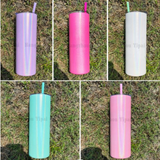 RTS USA_🔥20oz Shimmer Sublimation Straight Tumbler Macaron Colors Skinny Tumblers with colored PP straw_USPNY