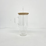 32oz/40oz Clear_Frosted Glass Tumbler With  Plastic_Bamboo Lids _CNPNY