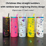 20oz Rainbow Straight Tumblers Christmas Tumblers With Laser Engraved Disney Design_CNPNY