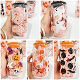 RTS USA_16oz Halloween Glass Can 50pcs With 3D Touch Design And Plastic Lids_USPNY