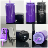 Presale USA_💜🖤16oz Purple Black Blank Sublimation Stainless Steel Can Tumblers 25pcs_USPNY