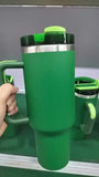 Clearance Sale_40oz Dark Green Powder Coat H2.0 Silver Underneath Quencher Tumblers for Laser Engraving_CNPNY