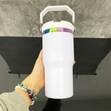 20oz Rainbow Plate Flip Straw Kids Tumblers Shcool Water Bottls for Laser Engraving_CNPNY