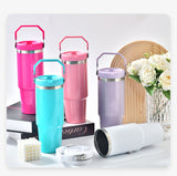 🔥 30oz Glossy Macaron Blank sublimation Flip Straw tumblers_CNPNY