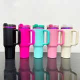 RTS USA_💜💗40oz Purple Pink Mirror Underneath Powder Coat H2.0 Quencher Tumblers 20pcs_USPNY