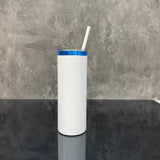 20oz Mirror Blue underneath Powder Coated Stainless Steel Straight Skinny tumblers for laser engraving_CNPNY