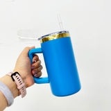 RTS USA_20oz Mirror Gold Plate Powder Coat Coffee Mugs with Removable Handle 20pcs For Laser Engraving_USPNY