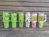 40oz Stainless Steel Coffee Travel Mugs With Grinch Design Tumblers for Holiday Gifts_CNPNY