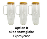 Pre-drilled Hole 32oz/40oz Snow Globe Glass Mugs With Handle 12pcs_CNPNY