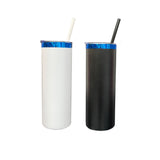 20oz Mirror Blue underneath Powder Coated Stainless Steel Straight Skinny tumblers for laser engraving_CNPNY