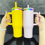 Arrived USA_40oz Rainbow Plate Leak Proof Lids Flip Straw Powder Coat Quencher Tumblers_USPNY