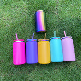 RTS USA_16oz🌈Rainbow Underneath Laser Engraving Stainless Steel Can Tumblers Metal Beer Cans_USPNY