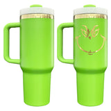 RTS USA_40oz H2.0 Grinch Green Mirror Gold Plate Powder Coat Quencher Tumbler 20pcs_USPNY