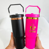🔥 30oz Flip Straw gold & copper mixed Student School Tumblers for Laser Engraving_CNPNY