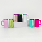 RTS USA_20oz Rainbow Plate Powder Coat Coffee Mugs with Removable Handle 20pcs For Laser Engraving_USPNY