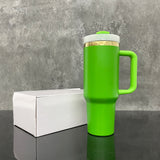 RTS USA_40oz H2.0 Grinch Green Mirror Gold Plate Powder Coat Quencher Tumbler 20pcs_USPNY