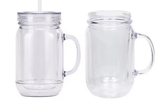 20oz Snow Globe Double Walled Plastic Mason Jars with Handle_CNPNY