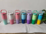 China to Canada-30oz Ombre Flip Straw Power coat Water Bottles Kids tumblers for Laser Engraving_CNPNY